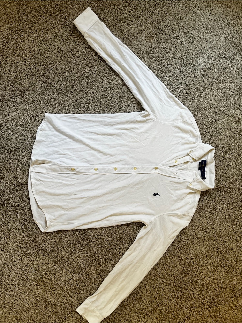 $185 retail Polo Ralph Lauren White featherweight mesh shirt with Navy label